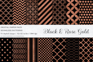 Black Rose Gold Digital Papers Patterns for Creative Workflows