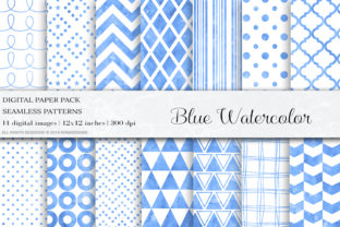 Blue Watercolor Seamless Patterns: A Versatile Digital Paper Set for Creatives