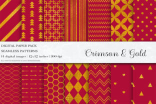 Crimson Gold Digital Papers, Patterns