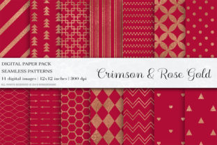 Crimson Rose Gold Digital Papers