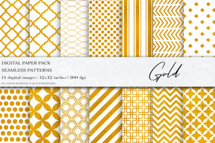 Gold Geometric Seamless Patterns and Digital Paper Sets for Creative Projects