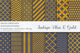 Gold Indigo Blue Seamless Patterns: A Versatile Digital Asset for Creative Projects