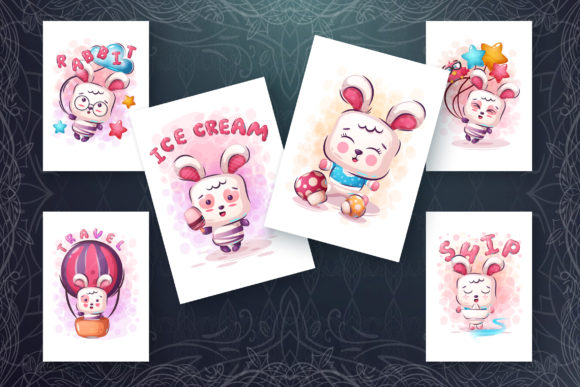 Set Cute Rabbit - for Print T-shirt