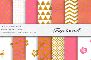 Tropical Gold Pink Digital Papers