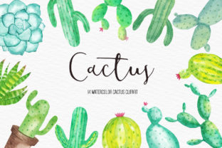 Watercolor Cactus Clipart, Illustration