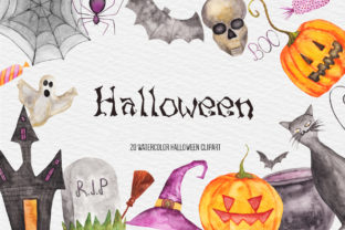 Watercolor Halloween Clipart, Pumpkin